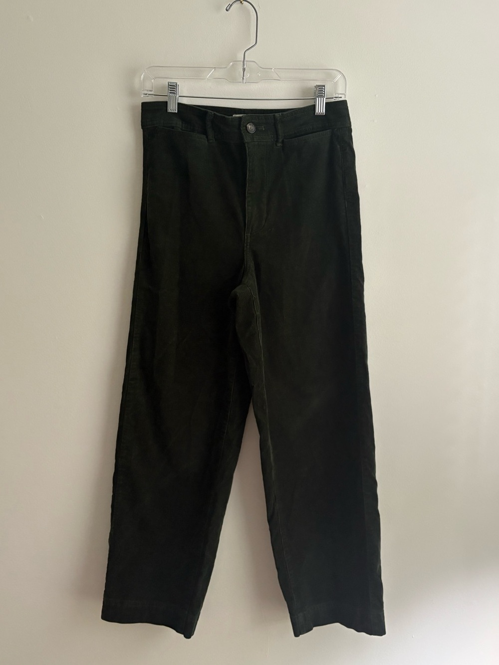 Everlane Cropped Dark Green Corduroy Pants, Size 6